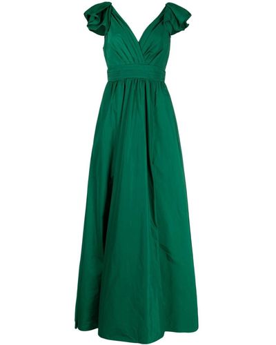 Marchesa The Bow Taffeta Maxi Dress - Green