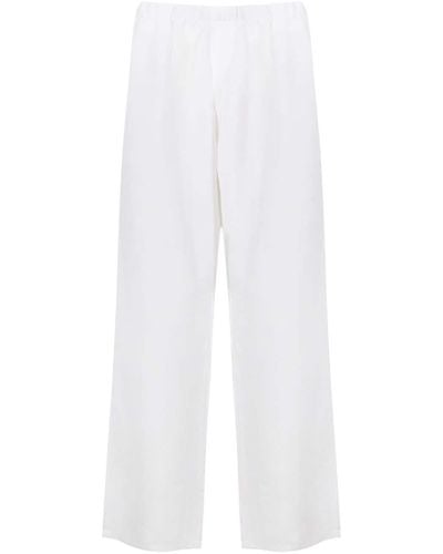 Amir Slama Leinengemisch-Hose mit elastischem Bund - Weiß