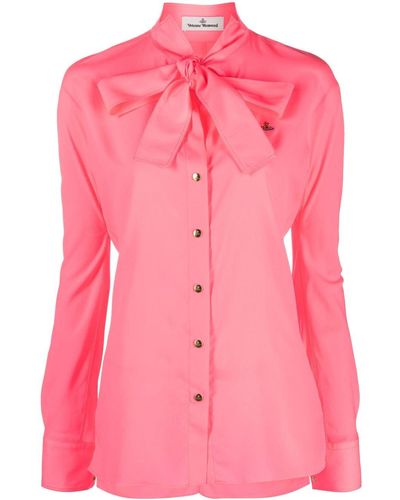 Vivienne Westwood Logo-embroidered Tie-fastening Shirt - Pink
