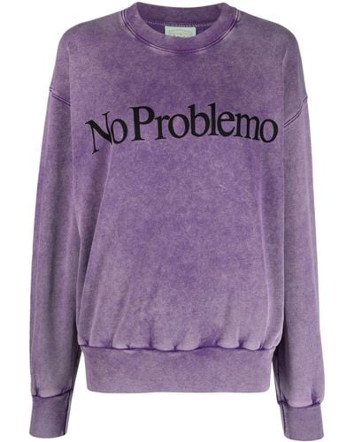 Aries Sweatshirt mit "No Problemo"-Print - Lila