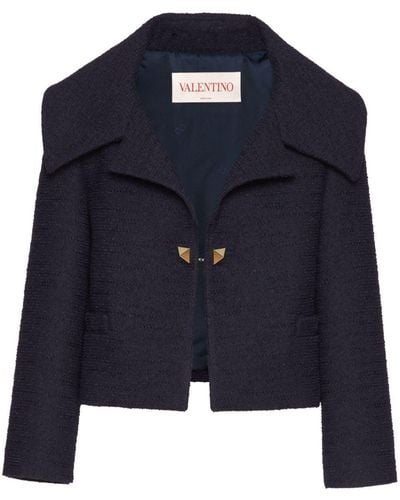 Valentino Garavani Cotton-blend Cropped Jacket - Blue