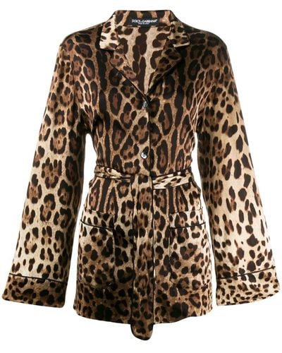 Dolce & Gabbana Leopard-print Belted Pajama Shirt - Black