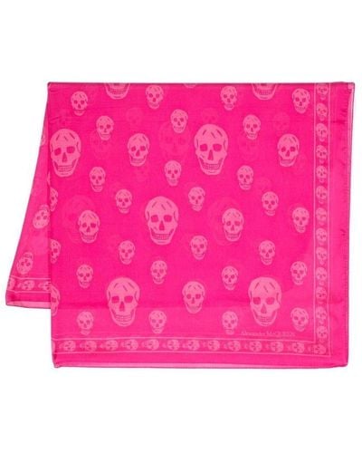 Alexander McQueen Silk Skull-print Scarf - Pink