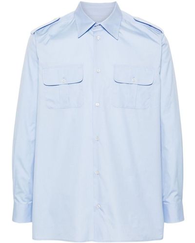 MSGM Chest-pockets Cotton Shirt - Blue