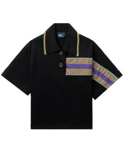 Kolor Asymmetric Stripe-panel Polo Shirt - Black
