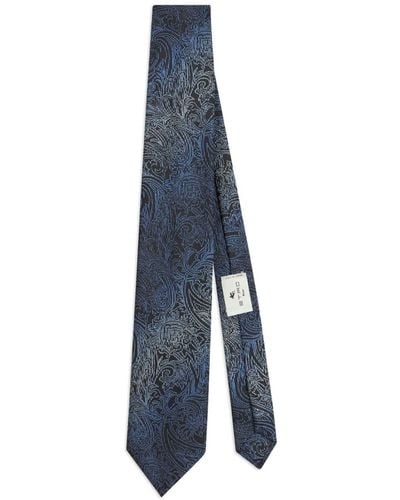 Etro Jacquard Print Silk Tie - Blue