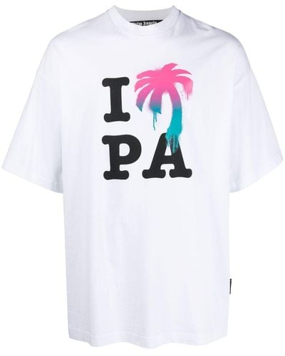 Palm Angels T-Shirt "I Love Pa" - Bianco