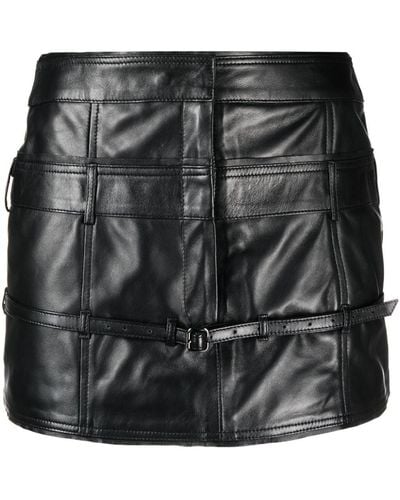 Manokhi Belted Leather Mini Skirt - Black