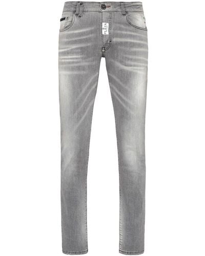 Philipp Plein Skinny-Jeans mit Logo-Patch - Grau
