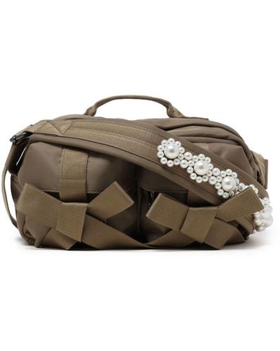 Simone Rocha Pearl-embellished Crossbody Bag - Brown