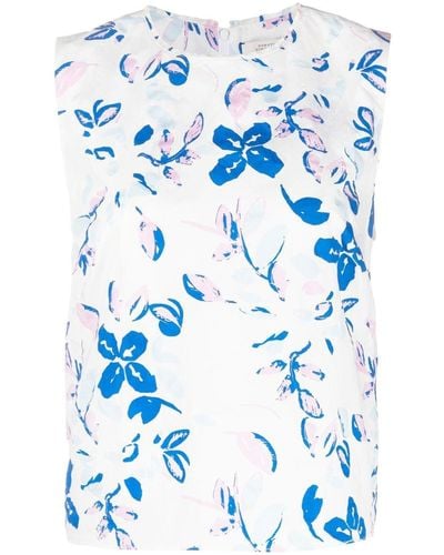 Dorothee Schumacher Floral-print Cut-out Sleeveless Blouse - Blue