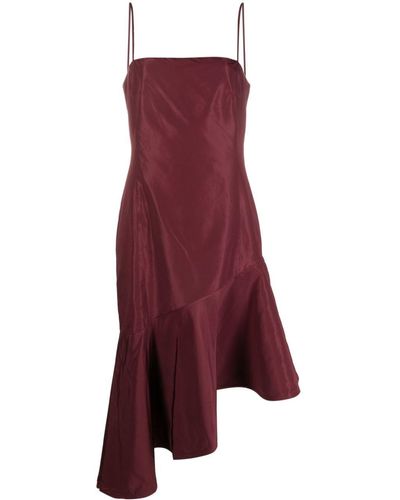 Polo Ralph Lauren Asymmetric Taffeta Midi Dress - Red