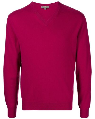 N.Peal Cashmere Jersey con cuello en V - Rojo