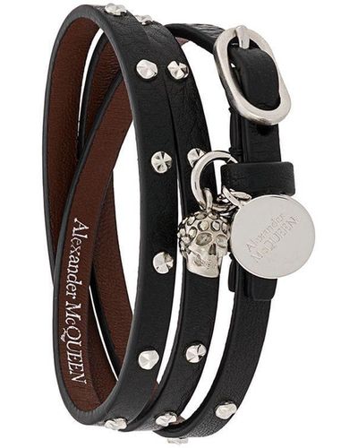 Alexander McQueen Double-wrap Studded Bracelet - ブラック