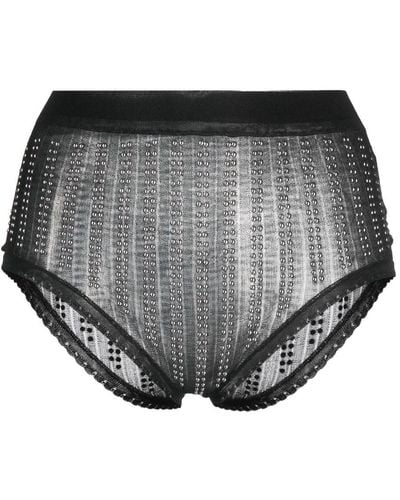Rabanne High-waisted Briefs Embellished With Beads - Black