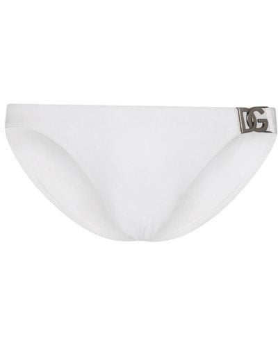 Dolce & Gabbana Logo-plaque Swim Trunks - White