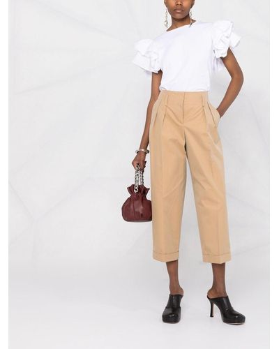 Alexander McQueen Pantalones capri con dobladillo con vuelta - Neutro