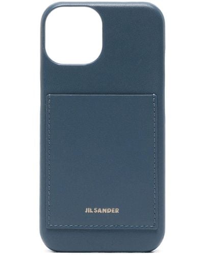Jil Sander Logo-stamp Leather Iphone 13 Pro Case - Blue