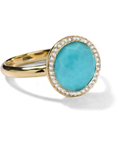 Ippolita 18kt Yellow Gold Small Lollipop Turquoise And Diamond Ring - Blue
