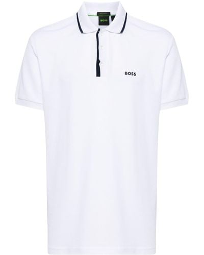 BOSS Poloshirt mit Logo-Print - Weiß