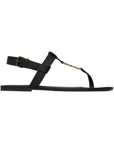 Saint Laurent Cassandre Buckle-fastening Sandals - Black