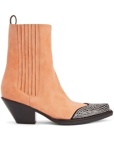 Alexandre Vauthier Suede Studded Ankle Boots - Brown