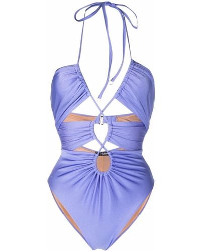 Noire Swimwear Gathered Cut-out Swimsuit - Purple