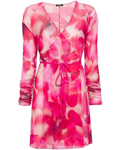 Liu Jo Botanical-print Wrap Dress - Pink