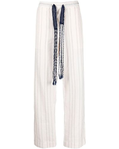 Wales Bonner Tied-waist Pinstripe-pattern Pants - White