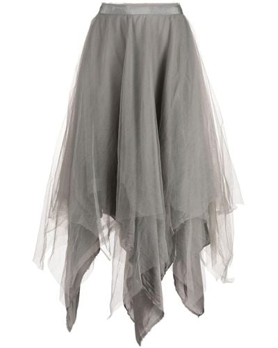 Marc Le Bihan Asymmetric Silk Midi Skirt - Gray