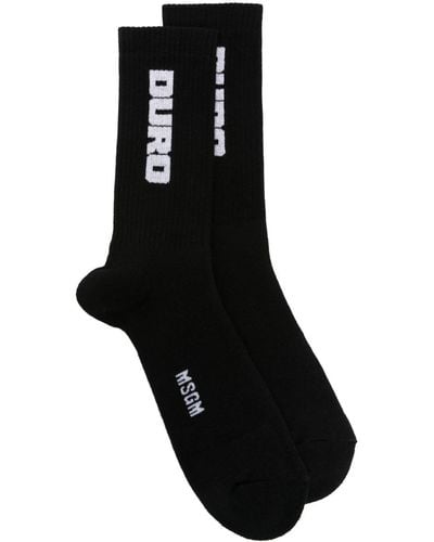 MSGM Logo-print Cotton Socks - Black