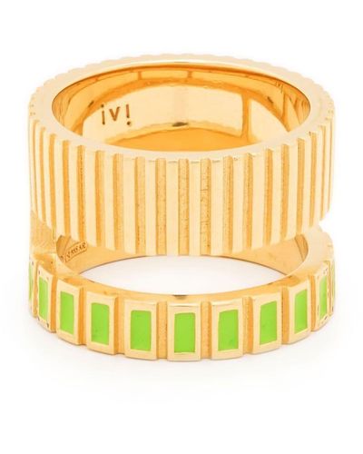 Ivi Enamel-detail Textured Ring - Yellow