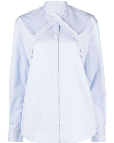 Off-White c/o Virgil Abloh Popeline-Hemdkleid mit Gürtel - Blau