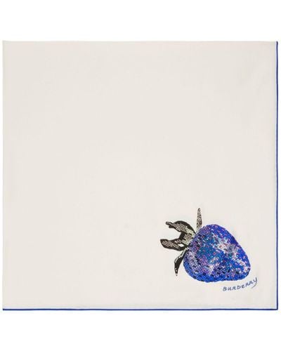 Burberry Seidenschal mit Erdbeer-Print - Blau