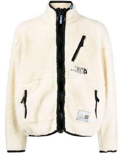 Maison Mihara Yasuhiro Boa Logo-embroidered Fleece Jacket - Natural