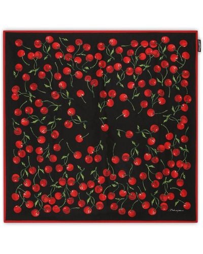 Dolce & Gabbana Cherry-print twill scarf (90x90) - Rosso