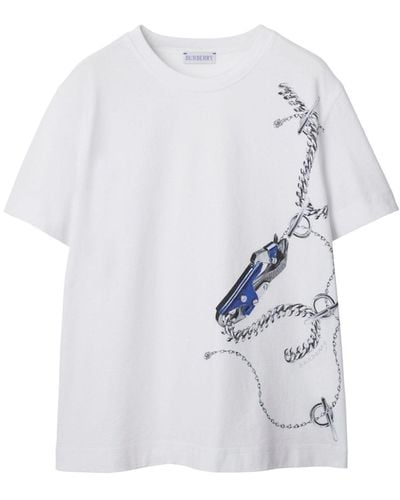 Burberry T-Shirt mit Knight-Print - Weiß