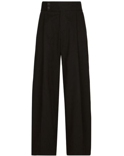 Dolce & Gabbana High-waisted Stretch-cotton Trousers - Black