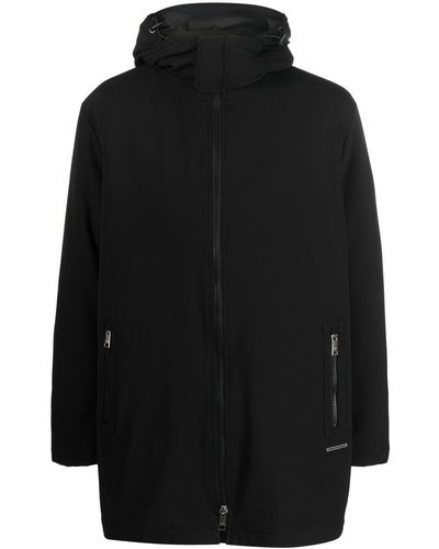 Armani Exchange Abrigo de doble capa con capucha - Negro