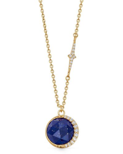 Astley Clarke Gold Large Luna Gemstone-pendant Necklace - Blue