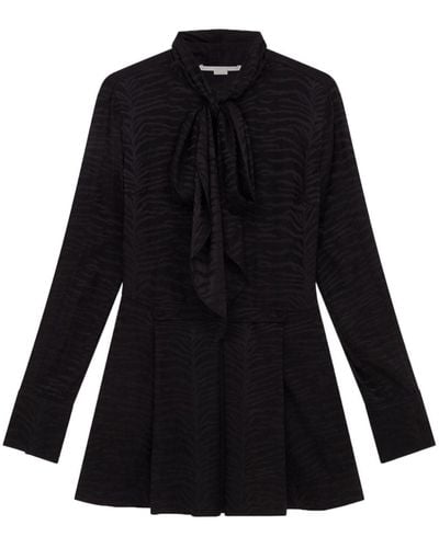 Stella McCartney Tiger-print Organic Silk Minidress - Black