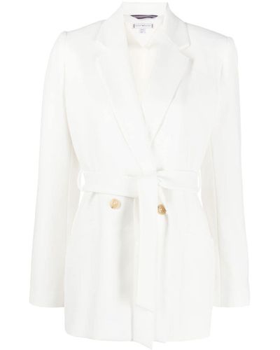 Tommy Hilfiger Belted Double-breasted Blazer - White