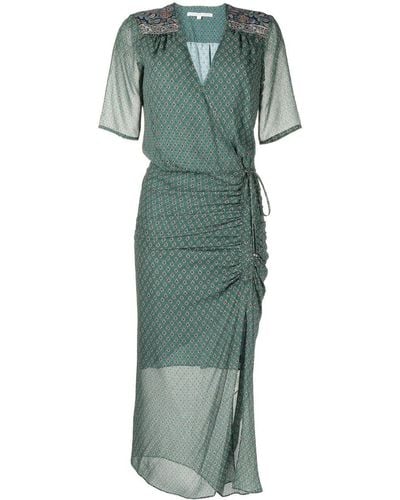 Veronica Beard Patterned Short-sleeved Silk Maxi Dress - Green