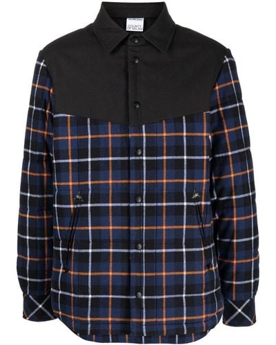 Marcelo Burlon チェック パデッドシャツジャケット - ブラック