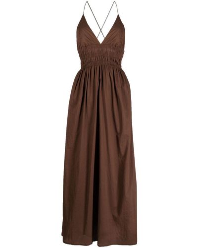 Faithfull The Brand Bisetta V-neck Sleeveless Maxi Dress - Brown