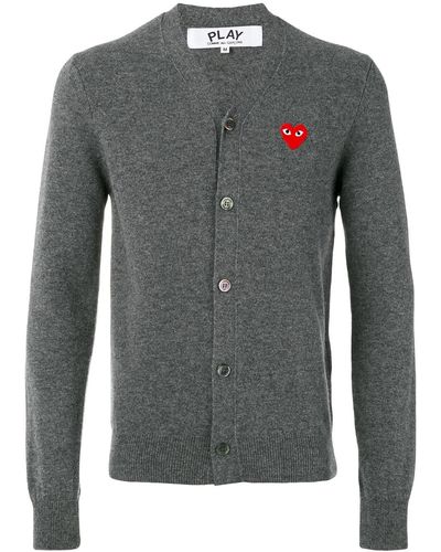 COMME DES GARÇONS PLAY Woll-Cardigan mit Patch - Grau