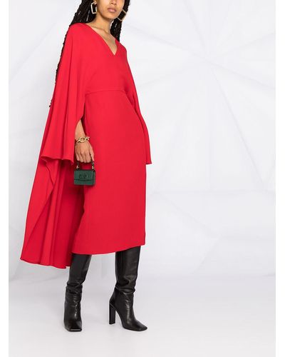 Valentino Seidenkleid mit Cape - Rot