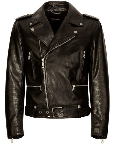 Dolce & Gabbana Bikerjacke aus strukturiertem Leder - Schwarz