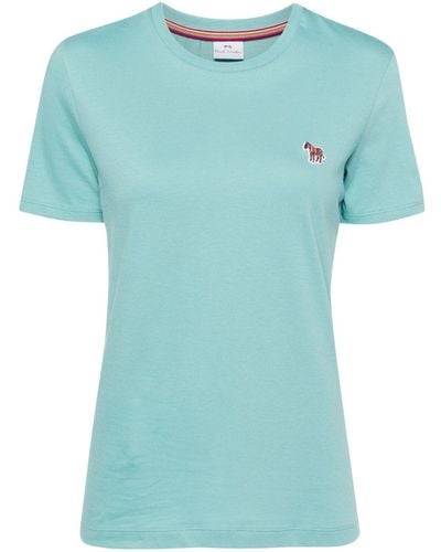 PS by Paul Smith Logo-embroidered Cotton T-shirt - Blue