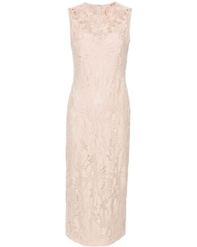N°21 Floral-embroidered Midi Dress - Pink